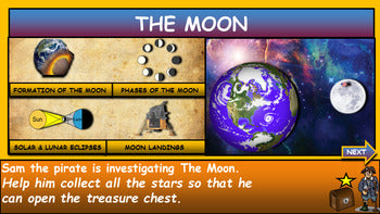 The Moon, Space |2nd-6th| Interactive Google Slides + Powerpoint + 3 Worksheets