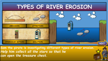 Types Of River Erosion |4th-9th| Interactive Google Slides + Powerpoint + Printable Worksheet