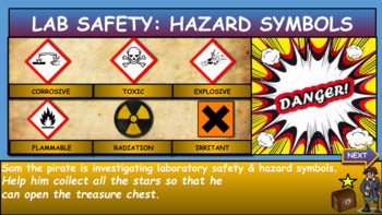 Laboratory Safety,Hazard Symbols: |2nd-6th| Interactive Google Slides+ Powerpoint Version + Printable Worksheet