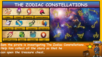 The Zodiac Constellations: |3rd-8th| Space: Interactive Google Slides + Powerpoint Version + Worksheet