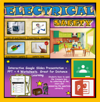 Electricity: Electrical Safety|3rd-8th| Interactive Powerpoint + Google Slides + 4 Worksheets