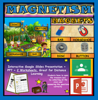 Magnetism & Magnets: |2nd-6th| Interactive Google Slides + Powerpoint Version + 2 Printable Worksheets