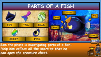 Parts of a fish |1st-5th|  Interactive Google Slides + Powerpoint + 3 Worksheets