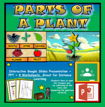 Parts of a Plant| 2nd-6th| Interactive Google Slides + Powerpoint + 4 Worksheets