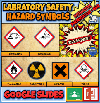Laboratory Safety,Hazard Symbols: |2nd-6th| Interactive Google Slides+ Powerpoint Version + Printable Worksheet