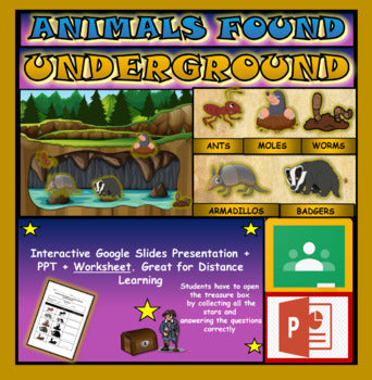 Animals found underground |1st-6th| Interactive Google Slides + PPT + Worksheet