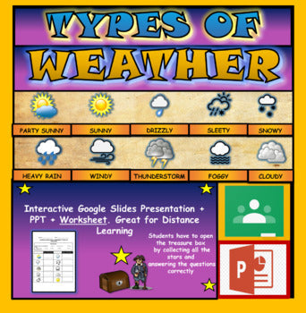 Types of Weather. |2nd-6th| Interactive Google Slides+Powerpoint + Worksheet